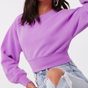 Purple French terry cropped sweatshirt